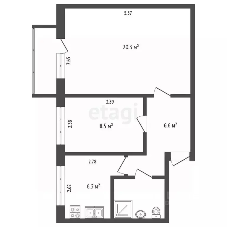 2-к кв. Крым, Бахчисарай ул. Макаренко, 6 (44.6 м) - Фото 2