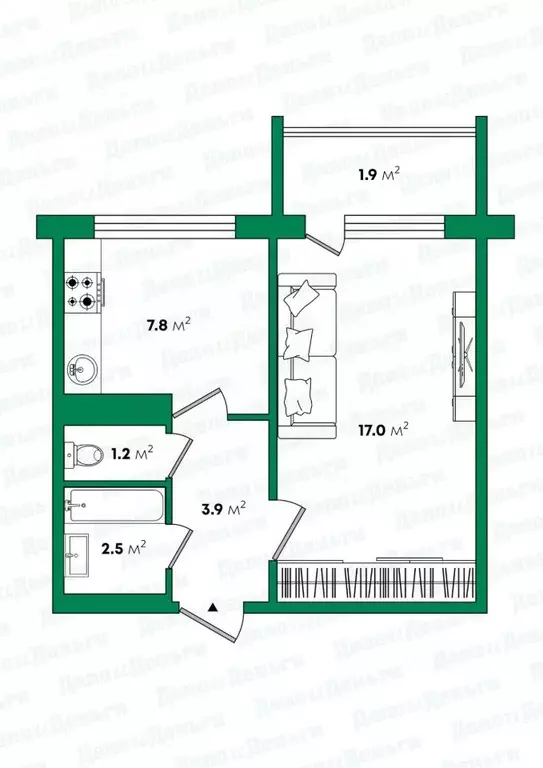 1-к кв. Кировская область, Киров ул. Ивана Попова, 60к1 (33.4 м) - Фото 2
