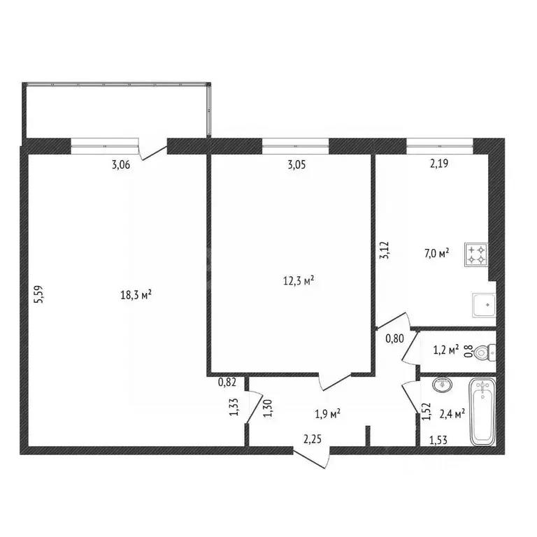 2-к кв. Башкортостан, Уфа ул. Рихарда Зорге, 49 (46.6 м) - Фото 2