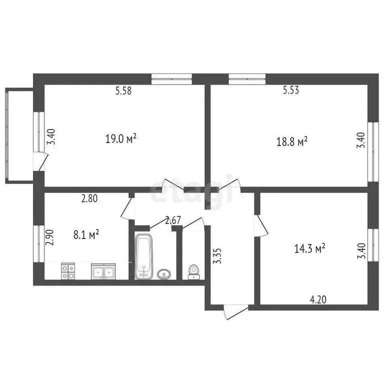 3-комнатная квартира: Москва, улица Расковой, 33к1 (72.2 м) - Фото 0
