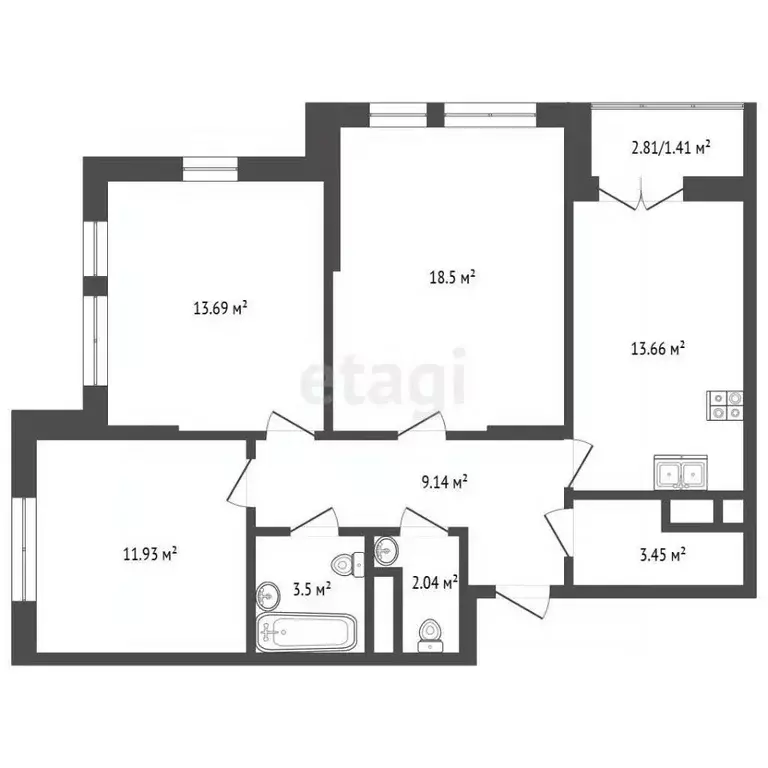 3-к кв. Крым, Симферополь ул. Батурина (77.32 м) - Фото 2
