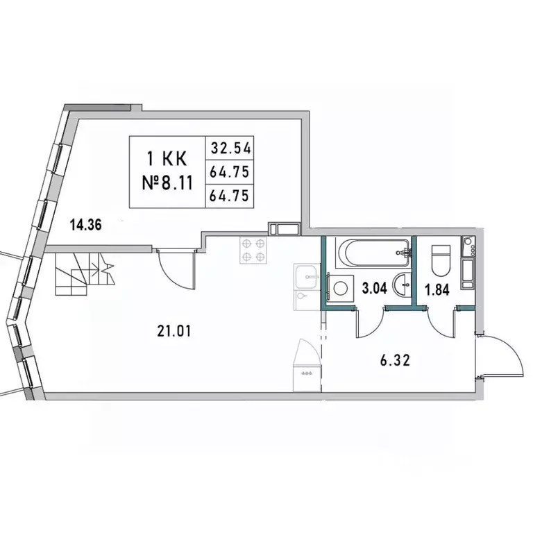 1-к кв. Ленинградская область, Выборг ул. 2-я Южная, 4 (64.75 м) - Фото 1