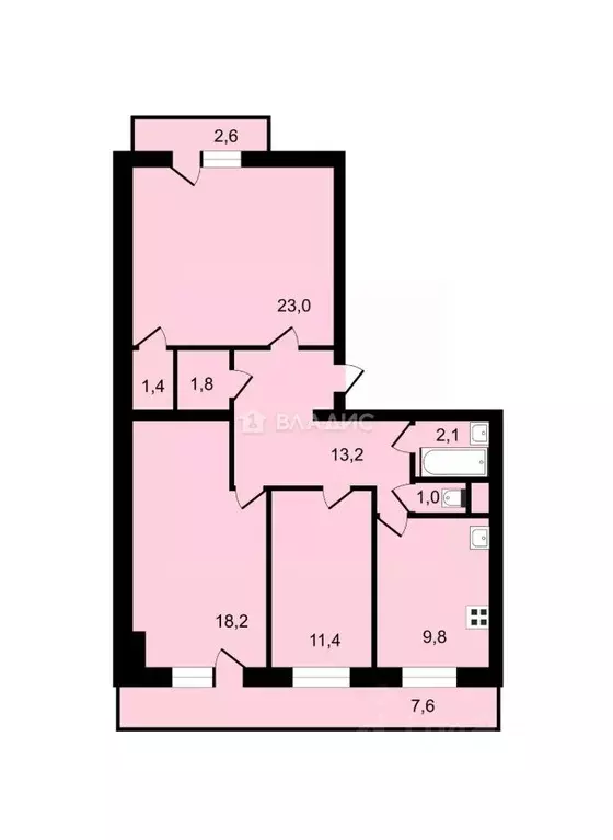 3-к кв. Санкт-Петербург ул. Замшина, 25К1 (81.9 м) - Фото 1