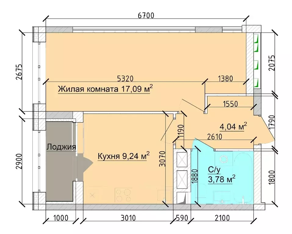 1-к кв. Кемеровская область, Кемерово ул. 1-я Линия, 24 (36.12 м) - Фото 1