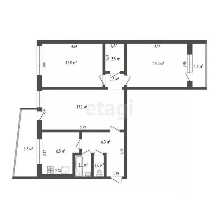 3-к кв. Мордовия, Саранск Ярославская ул., 2 (64.1 м) - Фото 2