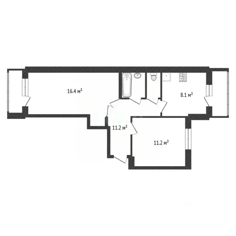 2-к кв. Калужская область, Боровск ул. Некрасова, 15В (45.7 м) - Фото 2