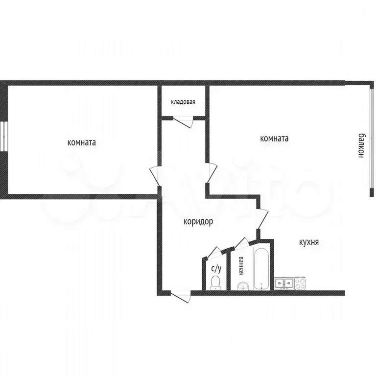 2-к. квартира, 44,9 м, 4/5 эт. - Фото 0