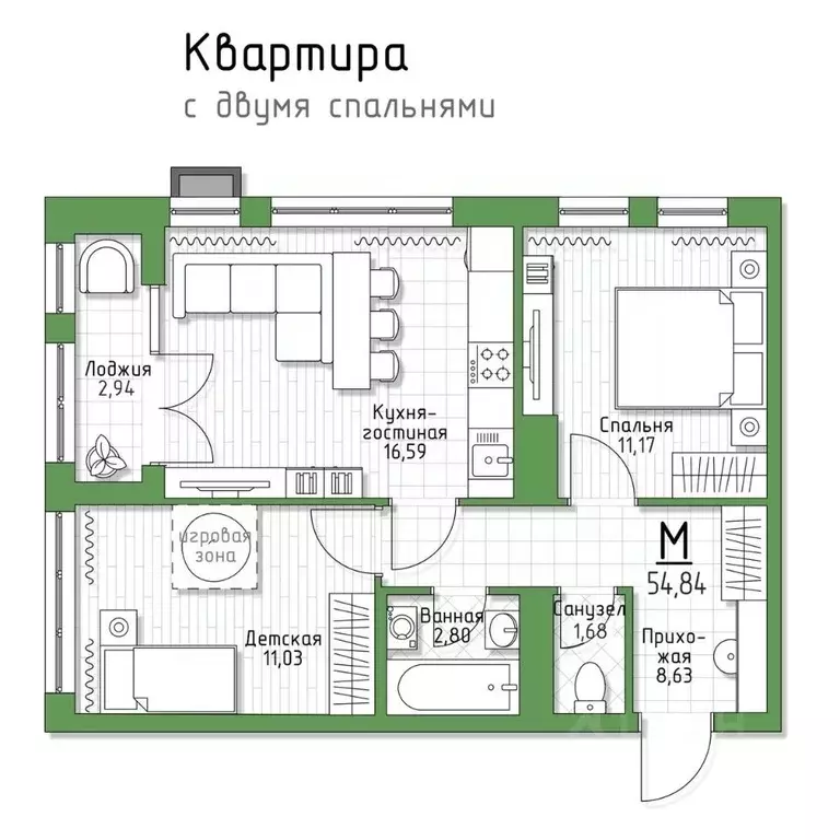 2-к кв. Тульская область, Тула городской округ, пос. Молодежный 5 ... - Фото 0