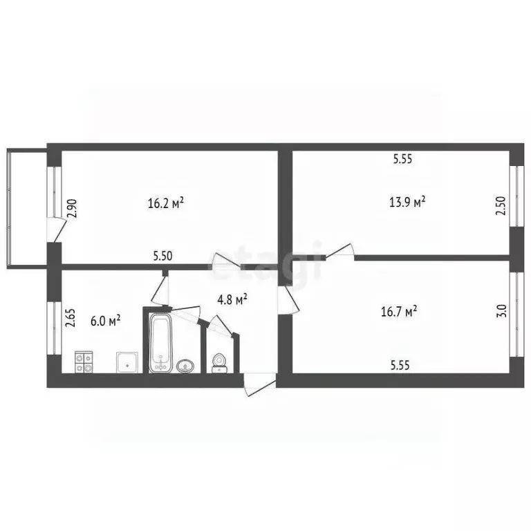 3-к кв. Орловская область, Орел ул. Металлургов, 32 (60.4 м) - Фото 1