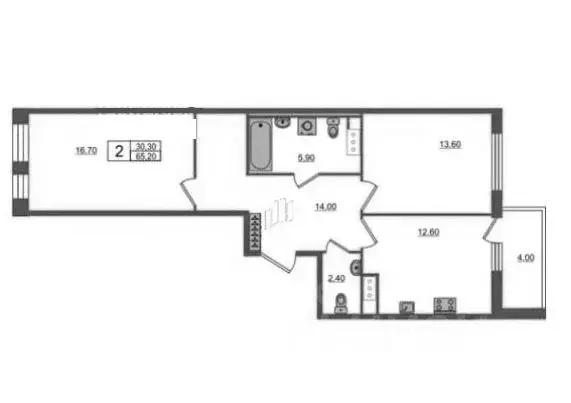 2-к кв. Санкт-Петербург Манчестерская ул., 5к1 (65.2 м) - Фото 1