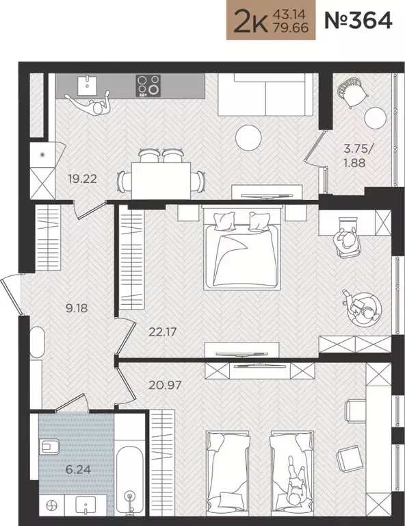 2-к кв. Калининградская область, Калининград Мой Город жилой комплекс ... - Фото 1