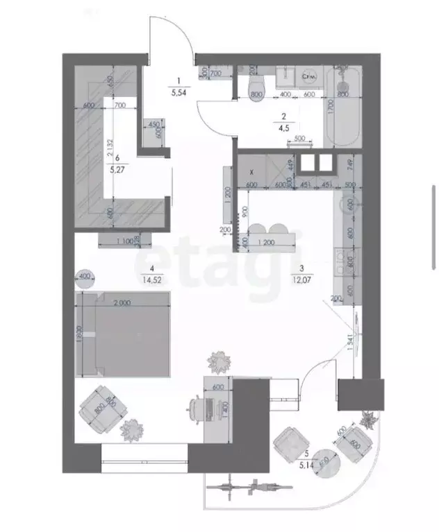 Студия Смоленская область, Смоленск ул. Нормандия-Неман, 7 (42.0 м) - Фото 1