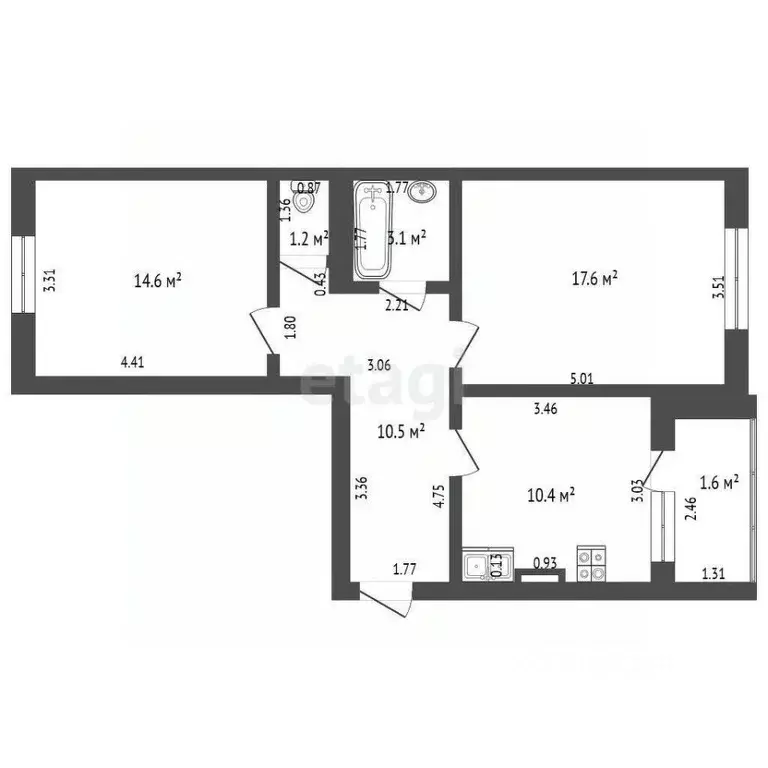 2-к кв. Марий Эл, Медведево городское поселение, Медведево пгт ул. ... - Фото 1