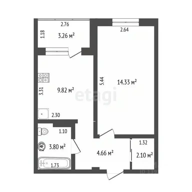 1-к кв. Тюменская область, Тюмень ул. Ветеранов Труда, 9А (36.5 м) - Фото 1