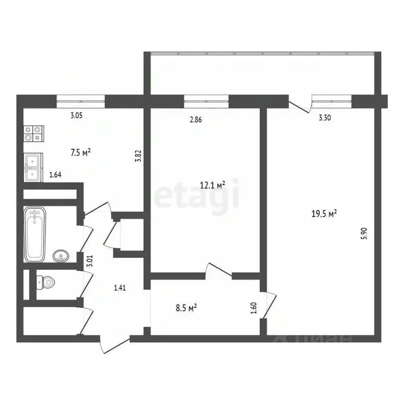 2-к кв. Марий Эл, Йошкар-Ола бул. Чавайна, 10 (52.7 м) - Фото 2