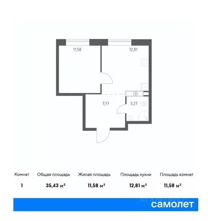 1-к кв. Москва Цветочные Поляны жилой комплекс, к12 (35.43 м) - Фото 0