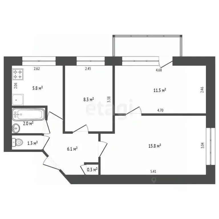 3-к кв. Севастополь просп. Победы, 6 (52.2 м) - Фото 2