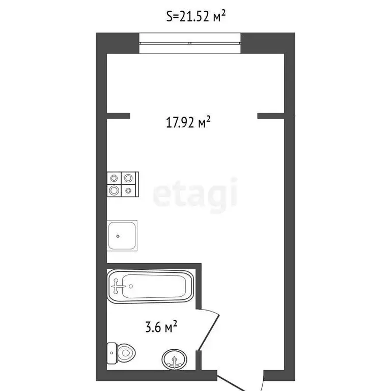 Квартира-студия: Ялуторовск, улица Свободы, 238 (21 м) - Фото 1
