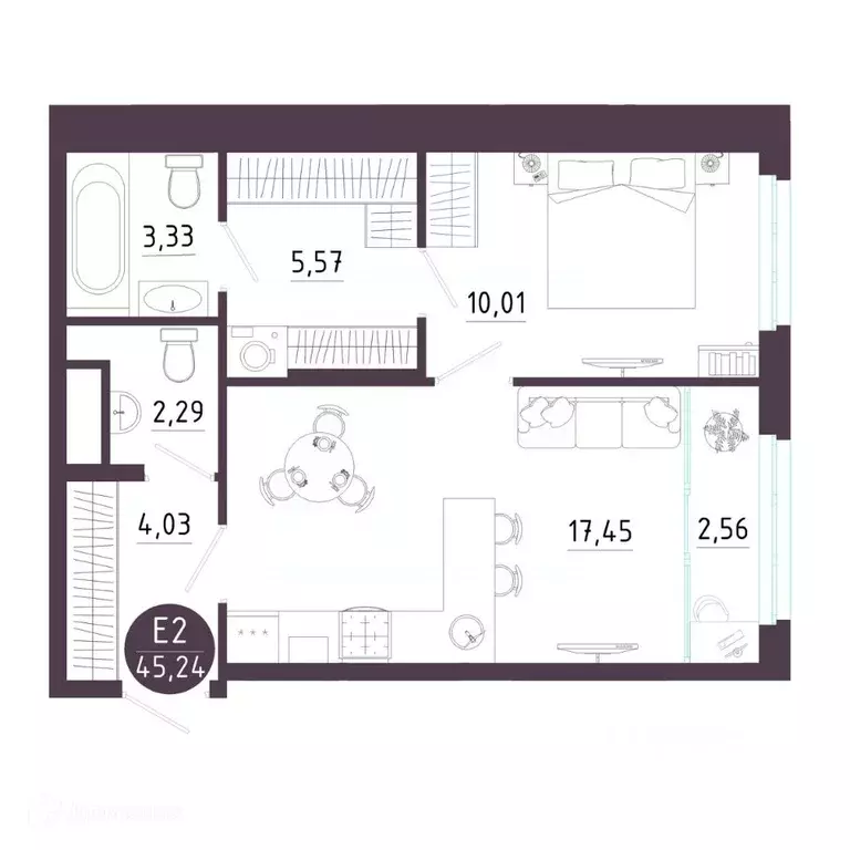 1-к кв. Рязанская область, Рязань Московское ш. (45.24 м) - Фото 1
