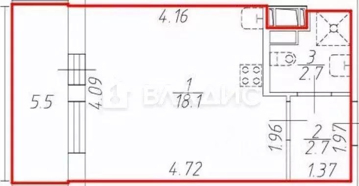 Студия Санкт-Петербург Железнодорожный просп., 14к1 (23.5 м) - Фото 2