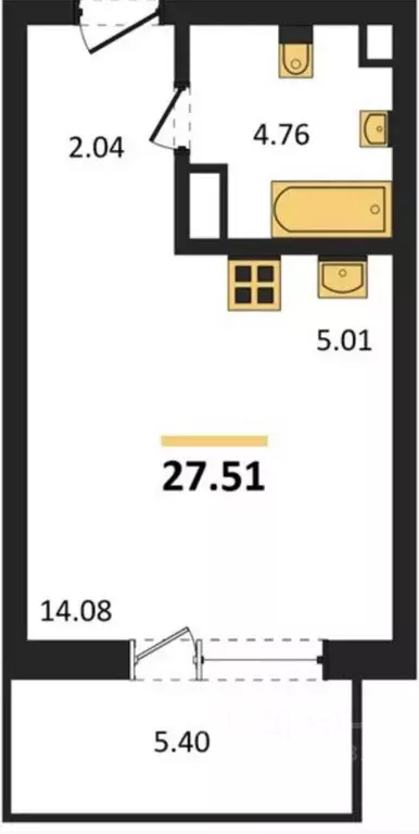 Студия Ленинградская область, Гатчина ул. Чехова, 39к1 (27.5 м) - Фото 1
