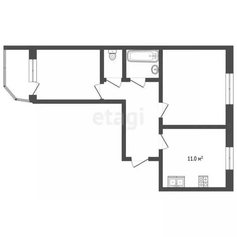 2-к кв. Тамбовская область, Тамбов ул. Киквидзе, 77Б (52.3 м) - Фото 1