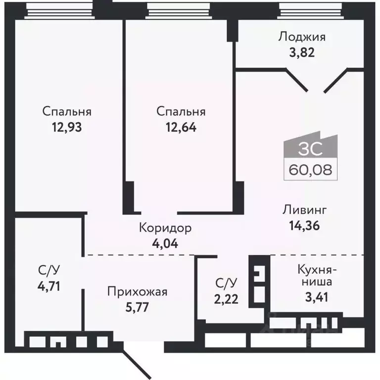 3-к кв. Томская область, Томск Черемошники мкр, ул. Бердская, 14/3 ... - Фото 2