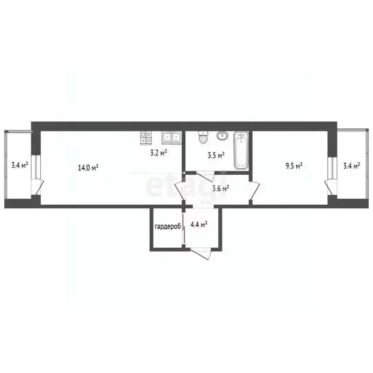 1-к кв. Ростовская область, Ростов-на-Дону ул. Теряева, 4 (42.0 м) - Фото 1