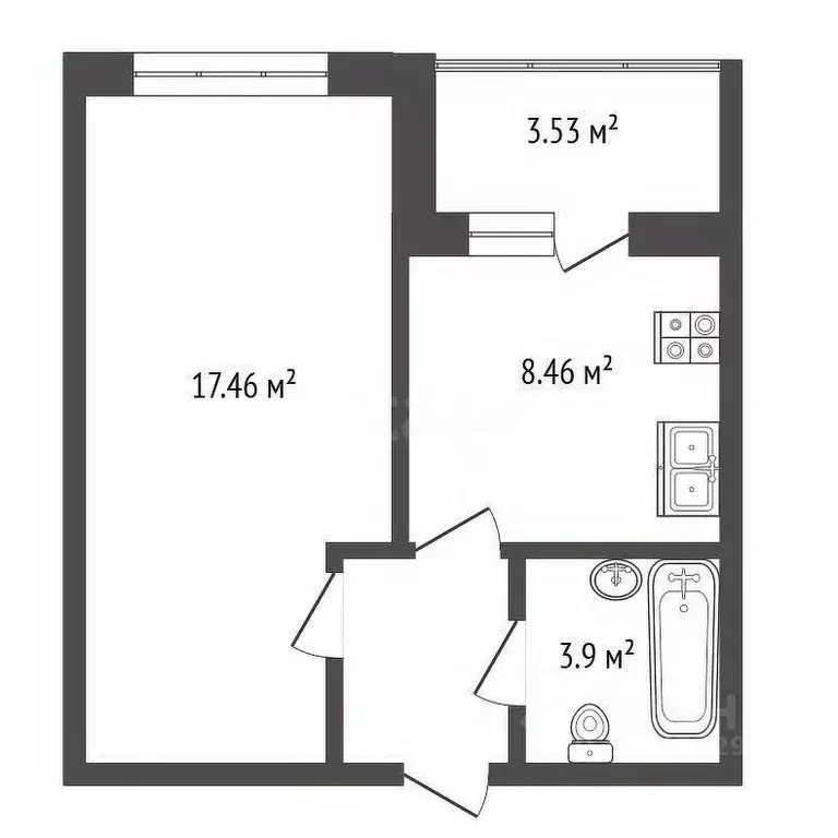 1-к кв. Архангельская область, Архангельск ул. Гагарина, 44 (33.2 м) - Фото 1