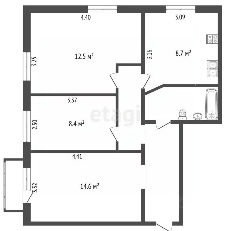 3-к кв. Челябинская область, Челябинск ул. Мира, 26 (62.8 м) - Фото 2