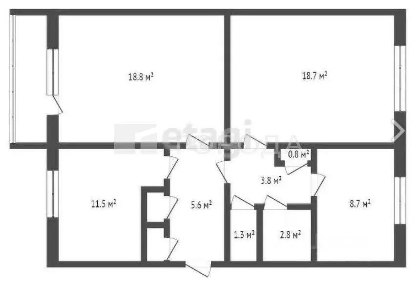 3-к кв. Алтайский край, Барнаул пер. Некрасова, 43 (74.4 м) - Фото 2