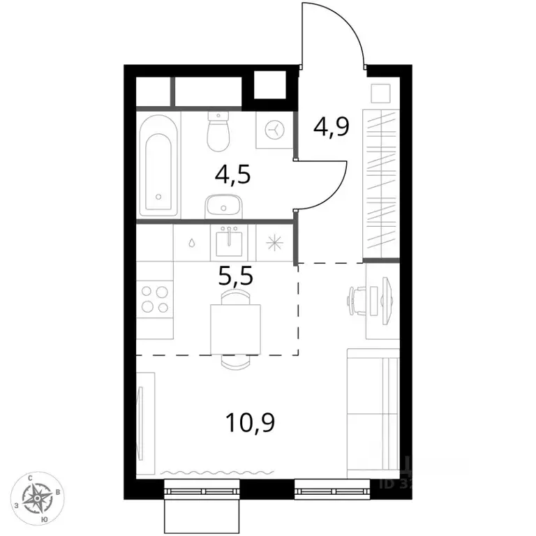 Студия Московская область, Химки Клязьма-Старбеево мкр, Международный ... - Фото 2