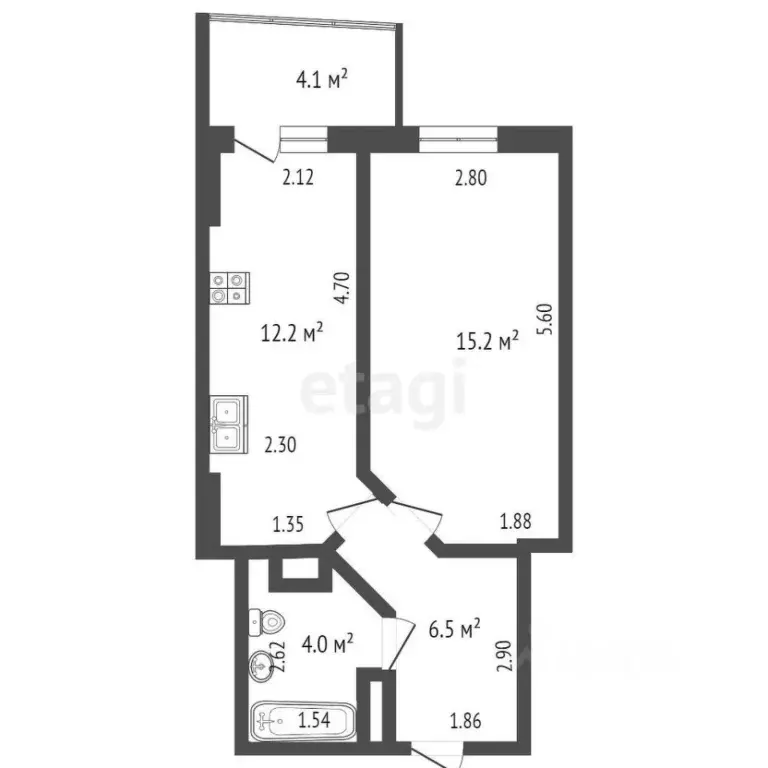 1-к кв. Ростовская область, Ростов-на-Дону ул. Ларина, 45с6 (42.0 м) - Фото 2