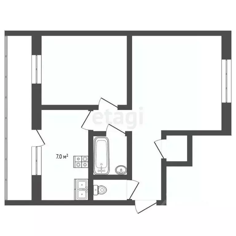 2-к кв. Крым, Сакский район, с. Уютное ул. Кирова, 4 (51.7 м) - Фото 2