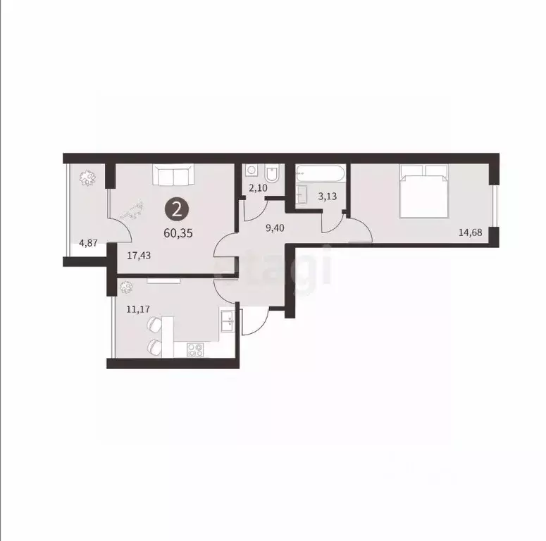 2-к кв. Смоленская область, Смоленск проезд Ипподромный, 7к2 (61.0 м) - Фото 2