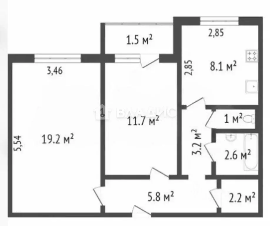 2-к кв. Воронежская область, Воронеж ул. Курчатова, 32А (54.3 м) - Фото 1