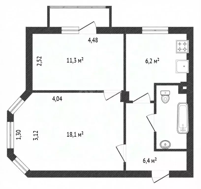 2-к кв. Ярославская область, Ярославль проезд Ухтомского, 12А (46.0 м) - Фото 0