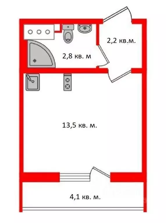 Студия Санкт-Петербург дор. Муринская, 8к1 (19.0 м) - Фото 1