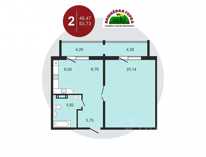 2-к кв. Челябинская область, Челябинский городской округ, пос. ... - Фото 1