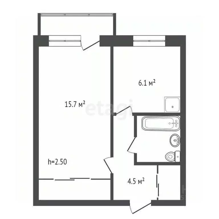 1-к кв. Красноярский край, Красноярск ул. Ленина, 26 (30.1 м) - Фото 2