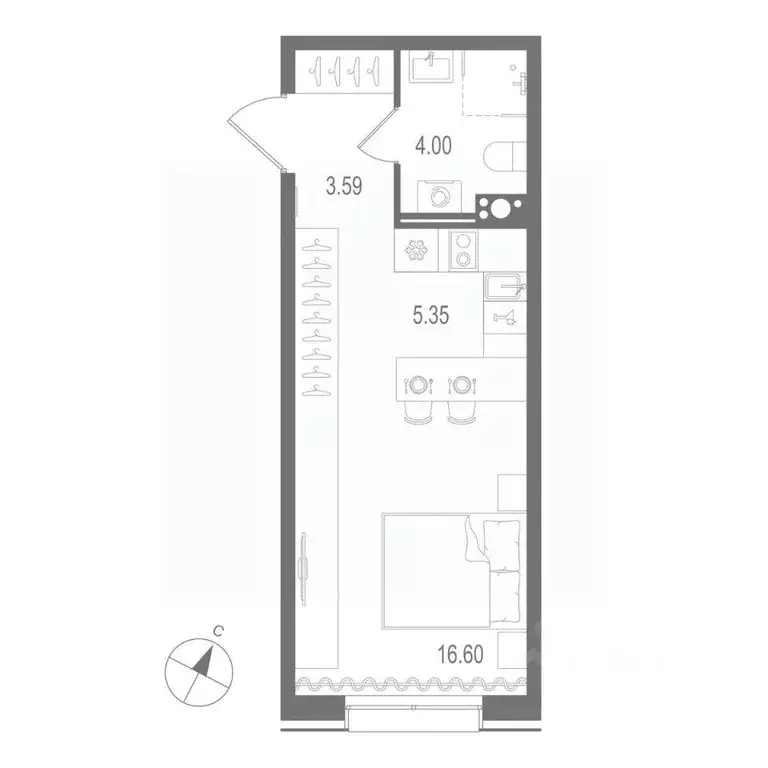Студия Санкт-Петербург Перевозная ул. (29.54 м) - Фото 0