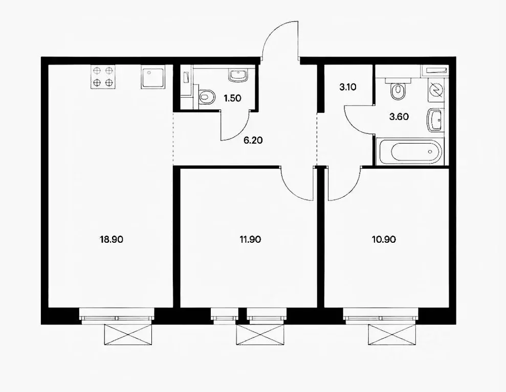 2-к кв. Московская область, Люберцы ул. 8 Марта, 14к1 (56.0 м) - Фото 2