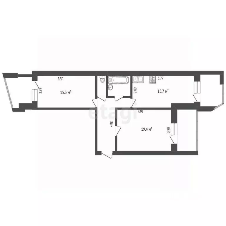 2-к кв. Кемеровская область, Кемерово ул. Юрия Двужильного, 12А (65.6 ... - Фото 2