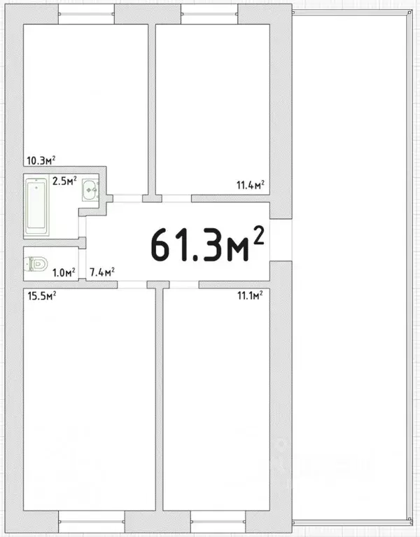 3-к кв. Новосибирская область, Чулым ул. Орджоникидзе, 16 (61.3 м) - Фото 2