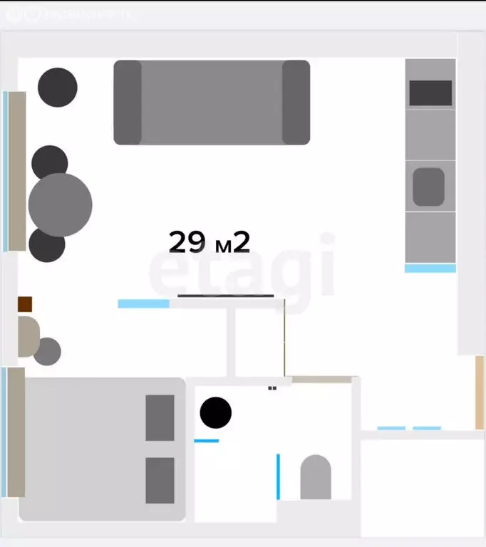 Квартира-студия: Махачкала, проспект Расула Гамзатова, 117 (29 м) - Фото 1