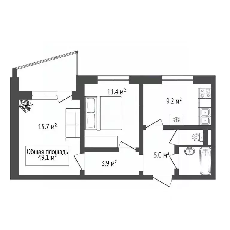 2-к кв. Новосибирская область, Новосибирск ул. Титова, 236/2 (49.1 м) - Фото 2