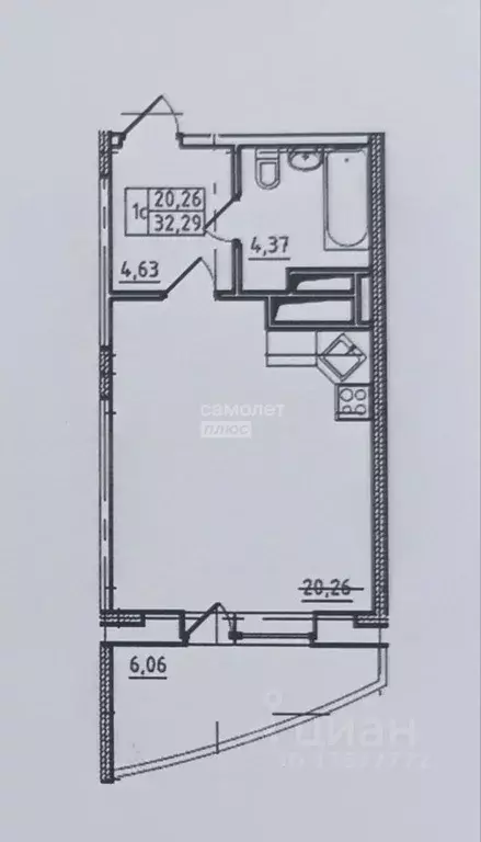 Студия Владимирская область, Владимир пос. РТС, 5Б (33.5 м) - Фото 1