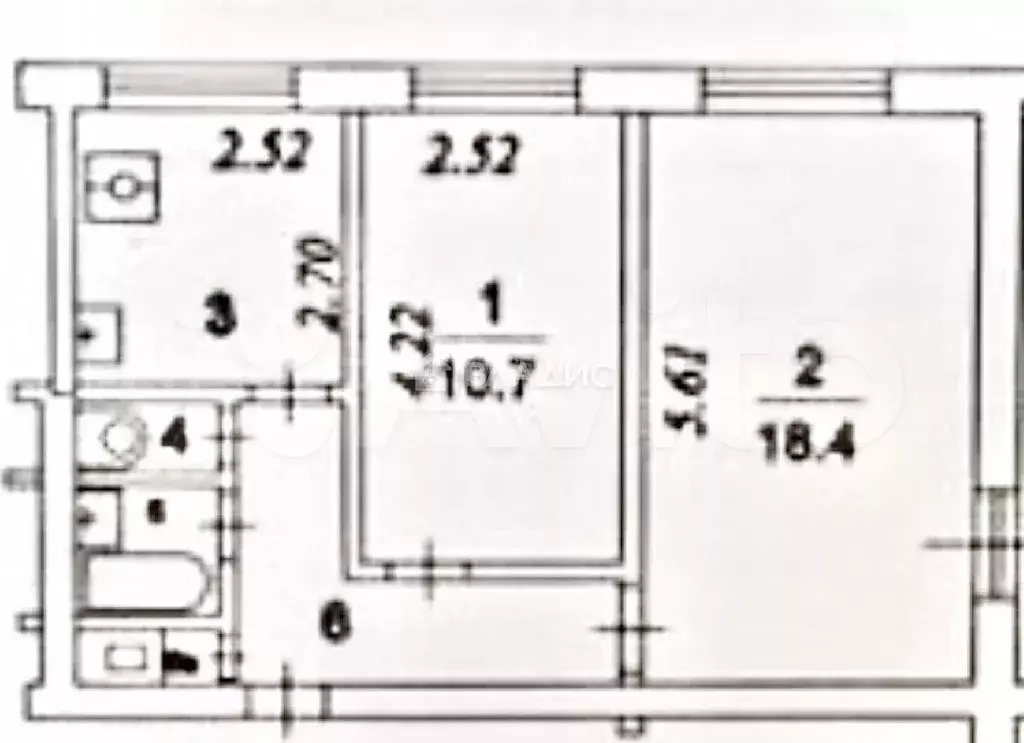 2-к. квартира, 44,7 м, 5/9 эт. - Фото 0