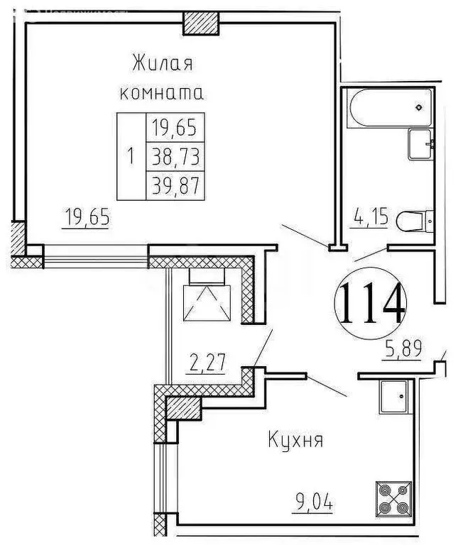 1-комнатная квартира: Якутск, улица Строителей, 3 (39.87 м) - Фото 1