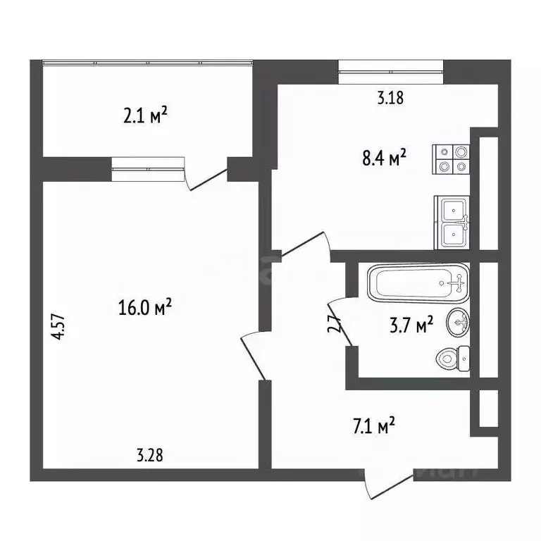 1-к кв. Ямало-Ненецкий АО, Новый Уренгой Тундровый мкр, 2 (35.1 м) - Фото 2